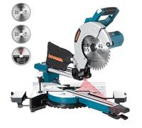 DOVAMAN DMS01A Sierra Ingletadora 2000W, 2 Velocidades 3200/5000 RPM, 3 Hojas TCT, Corte Máx 340x90mm, Inclinación 0-45°, Guía Láser, 9 Posiciones, Para Madera PVC Aluminio Metales Blandos