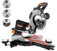 DOVAMAN Ingletadora Telescopica, Disco Ø255 mm, Multimaterial,2 Velocidades | 2000W, 3 Discos TCT, Corte máx. 340 x 90 mm, Ángulo 0-45°, Guía láser, 9 posiciones, para madera, PVC, aluminio y metal