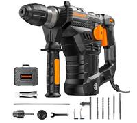 DOVAMAN RH15A Martillo Perforador SDS-Plus 1500W, 7J, 4 Funciones, 900 rpm, 4350 golp/min, Sistema Antivibración, Embrague de Seguridad, con Brocas y Cinceles, para Hormigón y Pared, con Maletín