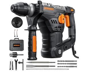 DOVAMAN RH15A Martillo Perforador SDS-Plus 1500W, 7J, 4 Funciones, 900 rpm, 4350 golp/min, Sistema Antivibración, Embrague de Seguridad, con Brocas y Cinceles, para Hormigón y Pared, con Maletín