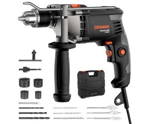DOVAMAN Taladro Percutor Eléctrico 850W, Función 2 en 1, Mandril de 13 mm, Velocidad Ajustable 0-3000 RPM, Set de Taladro con Cable y Accesorios para Hormigón, Metal, Madera