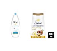 Dove Advanced Care Gel de Ducha Exfoliante Suave Minerales Exfoliantes 400ml + Dove Advanced Care Gel de Ducha Cuidado Nutritivo Aceite de Argán 400ml