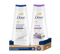 Dove Advanced Care Gel de Ducha Hidratación Profunda Hidratantes Naturales 400ml + Dove Advanced Care Gel de Ducha Relajante Jazmín y Leche de Coco 400ml