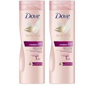 Dove Crema Hidratante Corporal Iluminadora Care + Radiant Glow con Sérum Restaura Ceramidas y Minerales Naturales para Todo Tipo de Piel, 400ml (Paquete de 2)