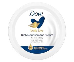 Dove Crema Hidratante Corporal, Manos y Facial 3 en 1, Nutrición Intensa, Larga Duración 72,h con Sérum Restaura Ceramidas para Todo Tipo de Piel, 75 ml
