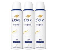 Dove Desodorante antiperspirante en aerosol original, paquete de 3, 150 ml Each, 48h Sweat and Odour Protection, 0% Alcohol Formula, Fragrance de larga duración con 1/4 crema hidratante para el