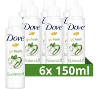 Dove Desodorante antitranspirante en spray Go Fresh, aroma a pepino, 0 % alcohol, protege 48 horas contra el olor corporal y la humedad de las axilas, 150 ml, 6 unidades