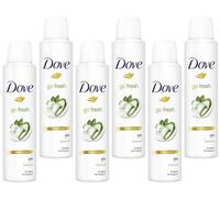 Dove Desodorante antitranspirante en spray Go Fresh, aroma a pepino, 0 % alcohol, protege 48 horas contra el olor corporal y la humedad de las axilas, 150 ml, 6 unidades