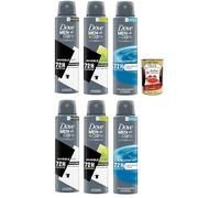 Dove - Desodorante Dove Men + Care en spray Advanced Care, desodorante para hombres, con crema hidratante 1/4, fórmula respetuosa con la piel, 72 horas, 6 x 150 ml + Polpa italiana Gourmet 400 g