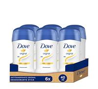 Dove Desodorante en Barra 48h Original para Mujer con Aceite Nutritivo 100% Natural y 1/4 de Crema Hidratante, Pack de 6 x 40 ml