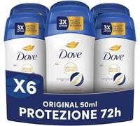 Dove Desodorante en barra antitranspirante original, protección hasta 72 horas, con tecnología pro-ceramida e ingredientes hidratantes, desodorante para hombre y mujer, 6 unidades