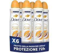 Dove Desodorante en spray Advanced Care Go Fresh Passion Fruit, con fórmula hidratante y delicada con la piel, sin alcohol, piel seca hasta 72 horas, desodorante para hombre y mujer, 6 unidades de 200