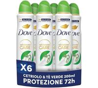 Dove Desodorante en spray Advanced Care Go Fresh Pepino, fórmula hidratante y delicada, piel seca hasta 72 horas, desodorante para hombre y mujer, 6 unidades de 200 ml