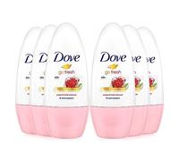 Dove Desodorante Roll On 48h Granada y Limón Sin Alcohol para mujer, con Aceite Nutritivo 100% Natural y 1/4 de Crema Hidratante - Pack de 6 x 50ml