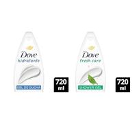 Dove Gel de Ducha Hidratante Limpieza delicada para una piel suave 720ml + Dove Gel de Ducha Cuidado Fresco Limpieza delicada para una piel suave 720ml