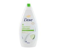 Dove Gel de ducha refrescante, hidratante dermo natural, pepino y té verde, crema hidratante 1/4, dermatológicamente probado, baño de ducha para mujeres y hombres, botella 100% reciclada* 450 ml