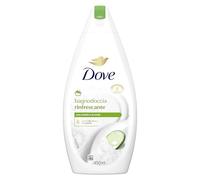 Dove Gel de ducha refrescante, hidratante dermo natural, pepino y té verde, crema hidratante 1/4, dermatológicamente probado, baño de ducha para mujeres y hombres, botella 100% reciclada* 450 ml
