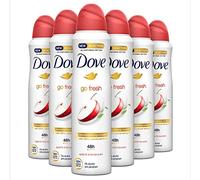 Dove, Go Fresh - Desodorante en spray de manzana con 1/4 de crema hidratante antitranspirante sin alcohol, piel seca hasta 48 horas, aroma a manzana, desodorante para hombre y mujer, 6 unidades de 150