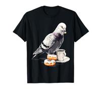 Dove Holding Donuts Coffee Bird Motif Animal Print Art Dove Camiseta