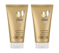Dove Loción Facial y Corporal Autobronceadora Summer Revived, Pieles Claras y Medias, Bronceado Gradual y Natural, Piel Luminosa, 72H de Hidratación, Con Extracto de Aloe Vera, 2x 75ml