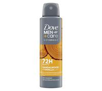 Dove Men+Care Advanced Anti Transpirant Spray Sandalwood & Vanilla Fragancia Desodorante con 72 horas de protección contra el olor corporal y la humedad de las axilas, 150 ml