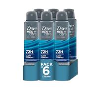Dove Men +Care Aerosol Para Hombre Clean Comfort 72 h, 150 ML, pack de 6 Unidades, Sin fragancia