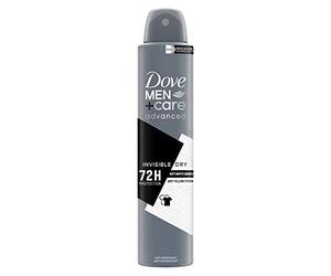 Dove Men+Care Invisible Dry - Desodorante para hombres con crema hidratante 1/4, aerosol antitranspirante para 72 horas, protección contra el sudor y los olores, 200 ml