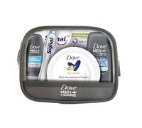 Dove Men +Care Neceser Mini de Viaje para Hombre, Gel Ducha 50 ml, Desodorante Roll On 50 ml, Crema 75 ml, Pasta de Dientes Signal White Now y Cepillo de Dientes Signal