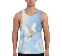 Dove Olive Branch - Camiseta sin mangas para hombre, de secado rápido, camiseta sin mangas para correr y entrenar, Negro, 4XL