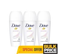 Dove Polvo Roll-On Desodorante 48H Potente Protección Olor Sudor 50ml Paquete...