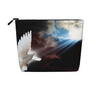 Dove Sun Art - Bolsa de cosméticos de una sola capa con estampado de lino sintético, gran capacidad, monedero esencial para viajes y viajes de negocios