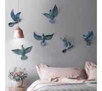 Dove Wall Art Decor Set - 6 Pieces 3D Resin Peace Pigeon Wall Sculptures for Indoor/Outdoor, Creativity Wall Hanging Birds Collection(Vintage)