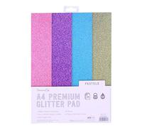 Dovecraft DCGCD034 Glitter A4 Pad-Pastels - 24 Sheets - Non-shed - 300GSM - 4 Colours - Pink, Purple, Blue & Green-For Scrapbooking, Card Making, Home Décor, Party Crafts, Papel, Multicolore, 1