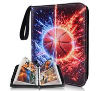 DOVEKERY Carpeta de tarjetas de baloncesto con 4 bolsillos, 440 tarjetas coleccionables con 55 fundas extraíbles, carpeta deportiva impermeable con cremallera para tarjetas de fútbol, béisbol