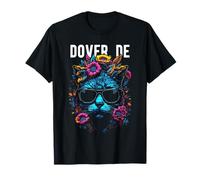 Dover Delaware USA - Gato con gafas de sol y diseño de flores Camiseta