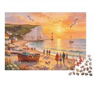 Dover White Cliff Puzzle for Boy & Girl 1000 Piece Reciclable Twilight Beach Jigsaw Puzzle Divertido y Desafiante Family Game Great Gift Idea for de Niño Cumpleaños 70x50cm/1000pcs