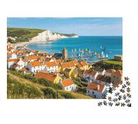 Dover White Cliff Puzzle para Adultos 1000Pc Recyclable Sunny Seaside Jigsaw Puzzles Juego Familiar Interesante Props Fun Present para Holiday Blessings Gift 52x38cm/1000pcs