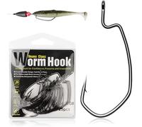 Dovesun Anzuelos de Pescas, EWG Offset Anzuelos de Gusano Anzuelos Texas Rig Anzuelos de Bass Gancho de Pesca 1# *50Piezas