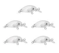 Dovewill Pack de 5 en Blanco Duro señuelos Kit 4.7 cm sin Pintar los órganos de Peces de Agua Dulce Conjuntos de cebos de Pesca Crankbait señuelo wobbler Minnow - Señuelo de Pesca Tackle