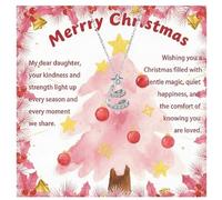 Dovishire Collar de árbol de Navidad de plata para hija, colgante festivo con marco de acebo y campana, regalo sentimental de Feliz Navidad