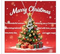 Dovishire Collar de árbol de Navidad plateado para hija, diseño de acebo rosa y árbol, regalo mágico suave de Feliz Navidad