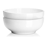 DOWAN Cuenco para Servir en Porcelana 2,65 Litros, Ensaladera Grande en Cerámica, Juego de Cuencos Grandes para Servir, Cuenco para Sopa, Ramen, Pho, Salade, Blanco, Lot de 2