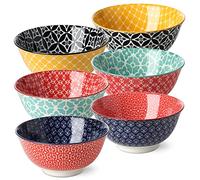 DOWAN Cuencos de Porcelana para Cereales 680ml, Cuencos de Sopa de Colores Vibrantes 15,2 cm, Cuencos de Avena para Pasta, Ensalada Pequeña, Guisos, Arroz, Microondas y Lavavajillas, Juego de 6