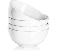 DOWAN Cuencos para Cereales, 1100ml/ø18cm Cuenco para Sopa de Cerámica, Cuencos Grandes para Servir Ensalada/Ramen, Apto para Microondas, para el Pastas | Fideos | Pho - Juego de 4, Blanco