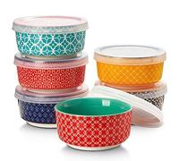 DOWAN Cuencos para Dip de Porcelana, 176 ml Cuencos de Postre Juego de 6 con Tapas - Cuenco Apilable para Salsa, Aperitivo, Postre, Tapas, Cuencos de Creme Brulee, Coloridos