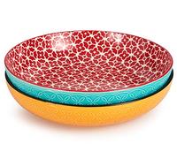 DOWAN Grandes Platos Ø 29.5 cm, 2,9 Qt Cuencos Grandes para Entretener en Acción de Gracias y Navidad, Cuencos de Servicio de Cerámica para Ensaladas, Frutas, Pastas, Colores Brillantes | 2 Piezas