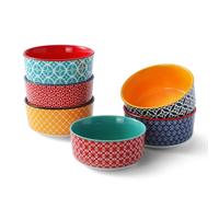 DOWAN Juego de 6 cuencos de porcelana de 120 ml, aptos para horno, para horno pequeño, para microondas, airfryer y lavavajillas, diámetro de 9 cm, multicolor
