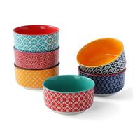 DOWAN Juego de 6 cuencos de porcelana para souffle de 235 ml, aptos para horno, pequeños cuencos para horno y microondas, airfryer y lavavajillas, diámetro de 10,5 cm, multicolor
