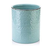 DOWAN Recipientes para Utensilios Cocina, Organizador de Utensilios de Cocina, Soporte de Cerámica para Cubiertos, Jarra Romántico en Relieve para Cubitera, Florero, Decoración