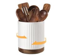 DOWAN Soporte para utensilios de cocina giratorio, soporte para utensilios de cocina, recipiente para utensilios de cocina, recipiente grande para cucharas de cocina, almacenamiento de utensilios de